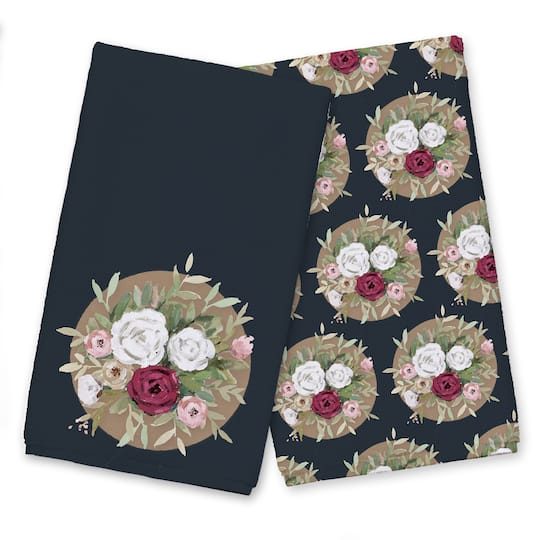 Florals on Navy 16" x 25" Towel Set